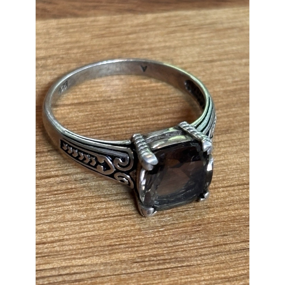Sterling Silver 925 SMOKY QUARTZ Vintage Setting Ring Size 11.25 - Picture 2 of 9